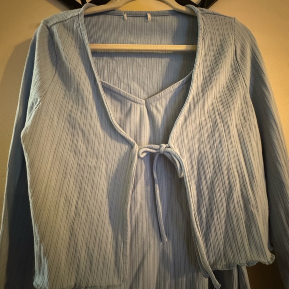 Light Blue Ribbed Two-Piece Set - Picture 2 of 5